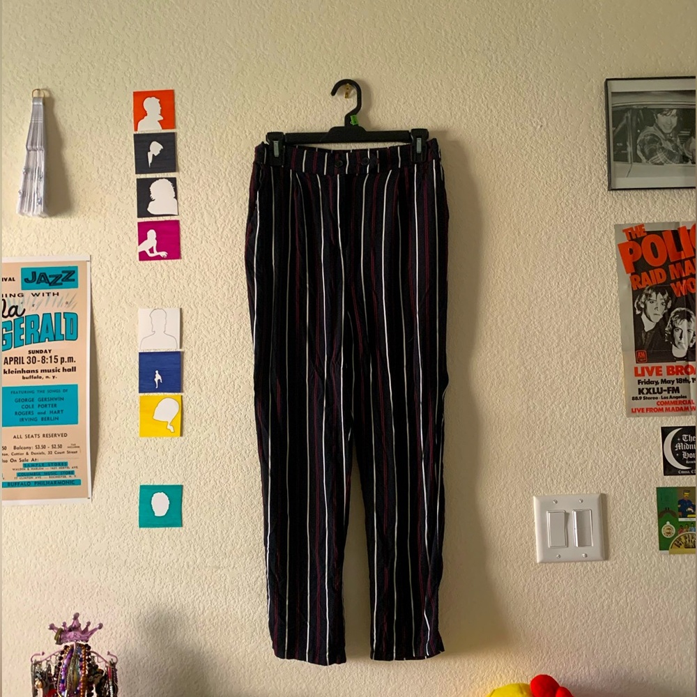 Cotton On Black, Red, & White Striped Pants
